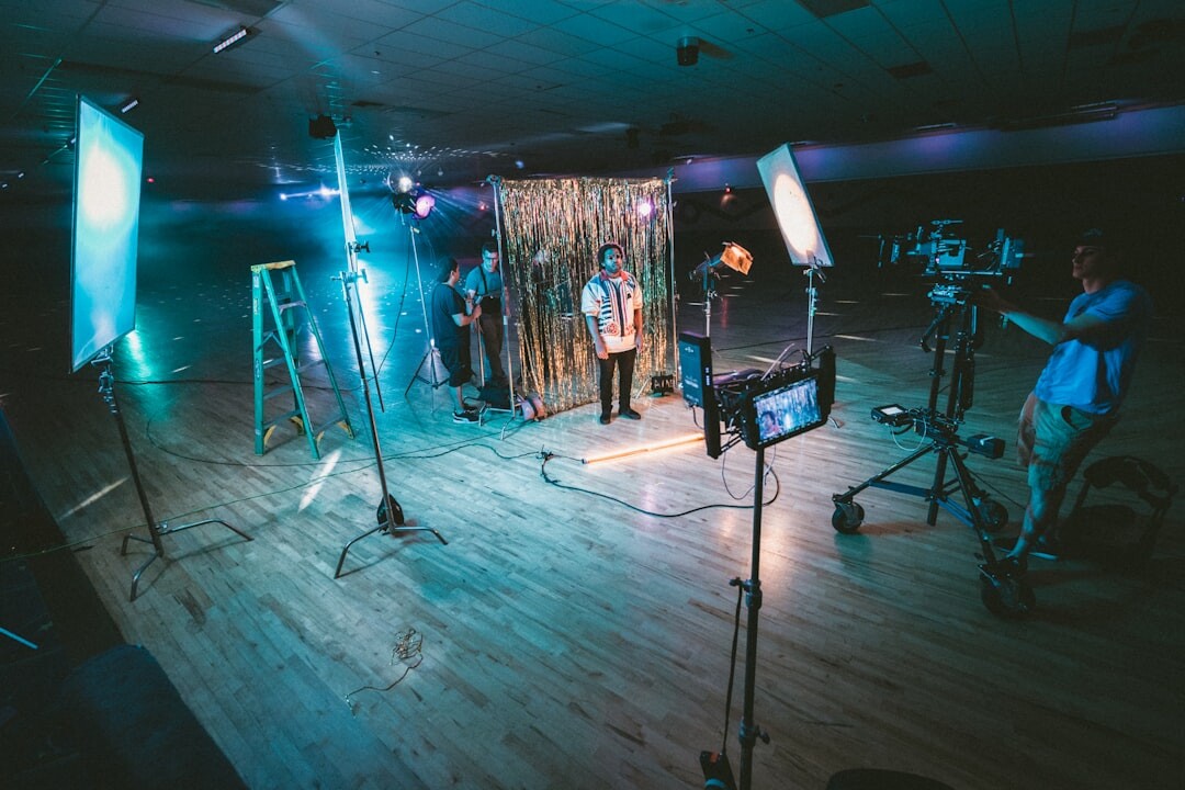 Film crew setting up cameras for a production shoot